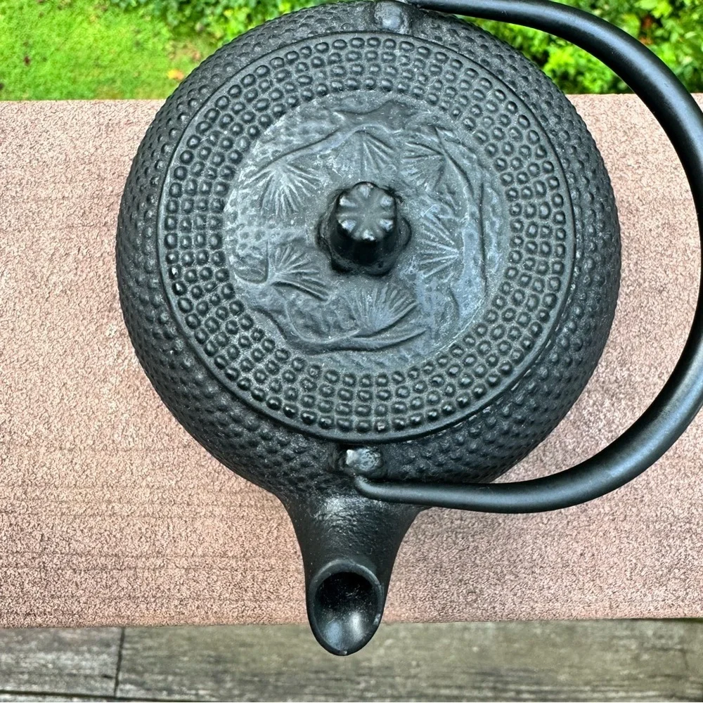 Japanese Cast Iron Arare Hobnail Tetsubin Style Teapot Infuser Black Made Japan